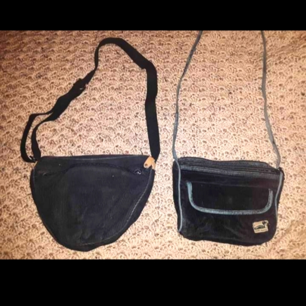 2 vintage (80s-early 90s) black corduroy bags